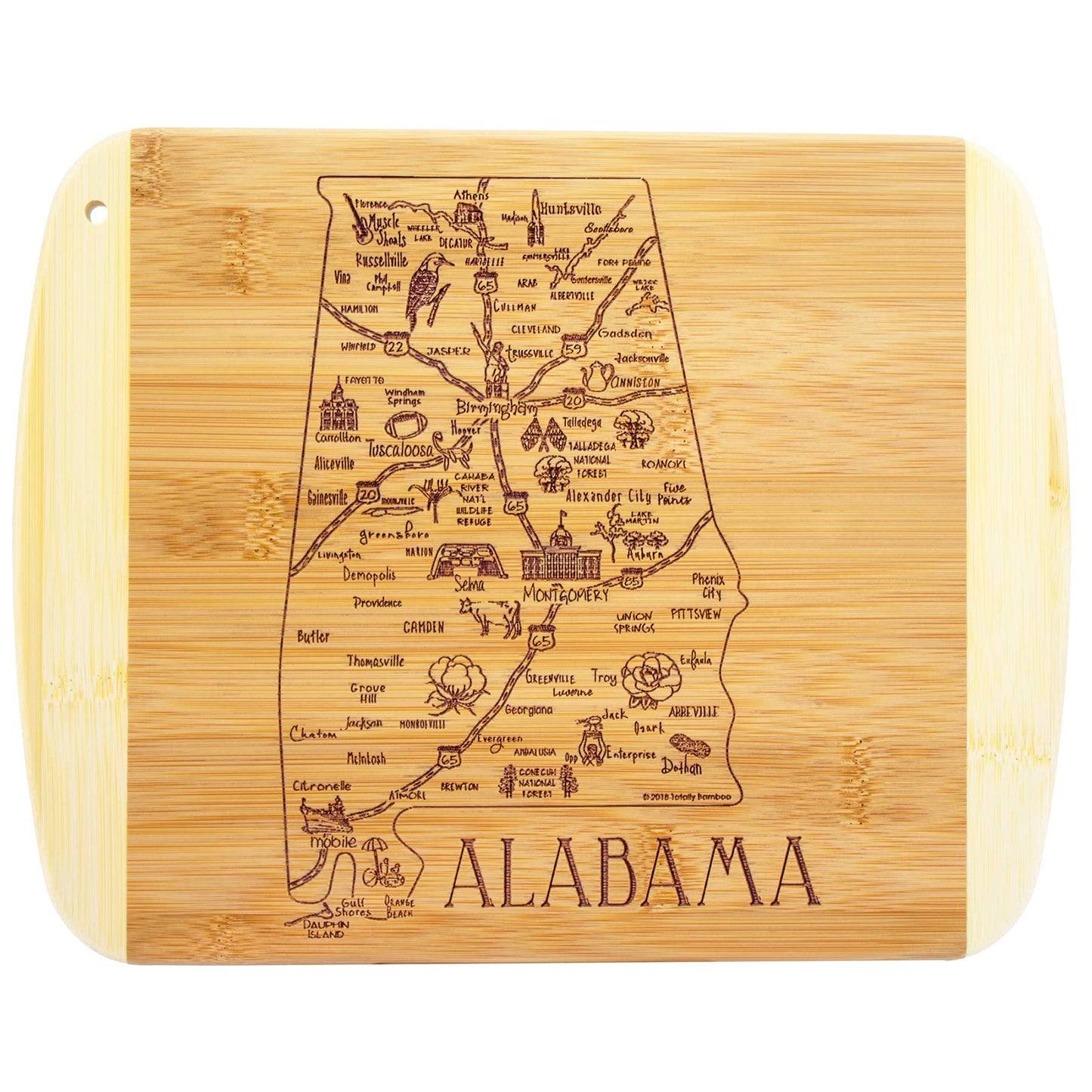 Totally Bamboo A Slice of Life Alabama State Serving and Cutting Board, 11" x 8.75"