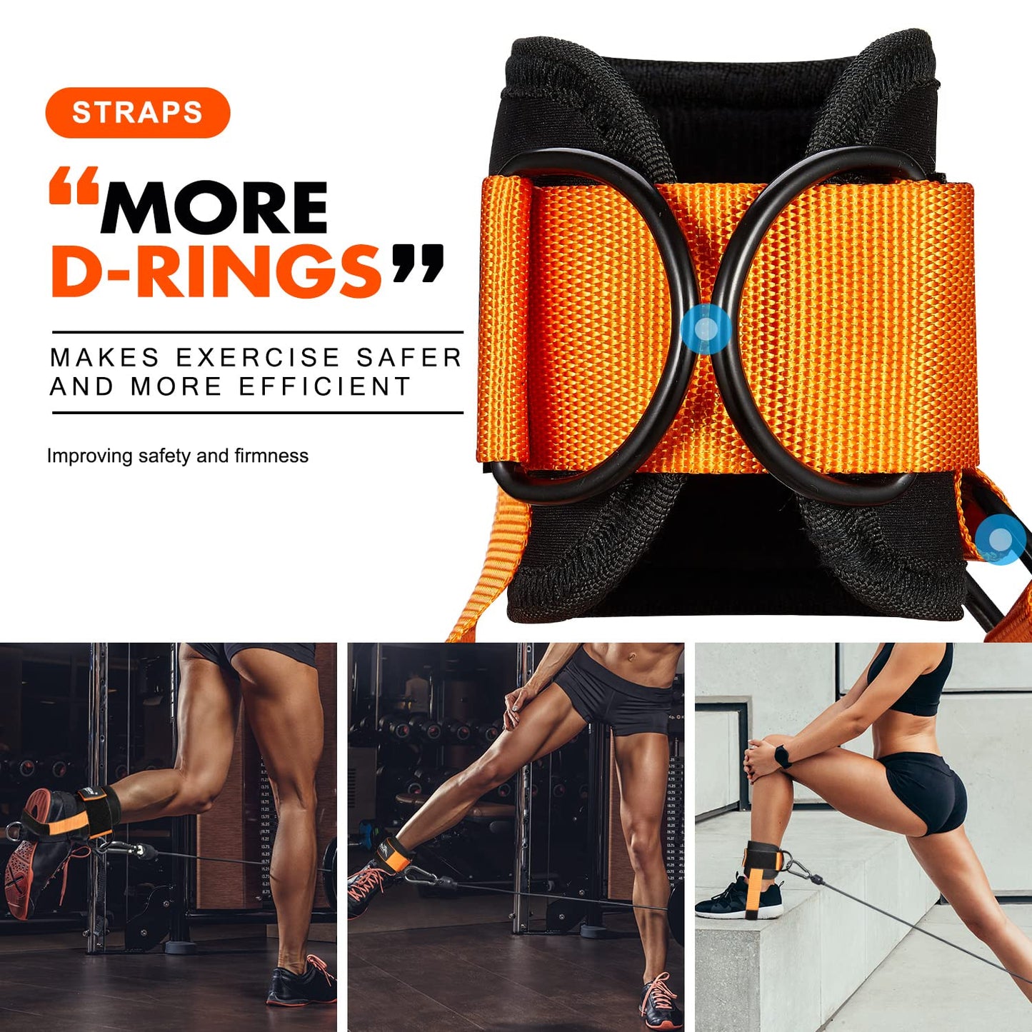 HPYGN Ankle Strap for Cable Machine, Padded Ankle Straps for Cable Machine Kickbacks, Glute Workouts, Leg Extensions, Curls, Booty Hip Abductors Exercise, Adjustable Comfort Ankle Cuff for Gym