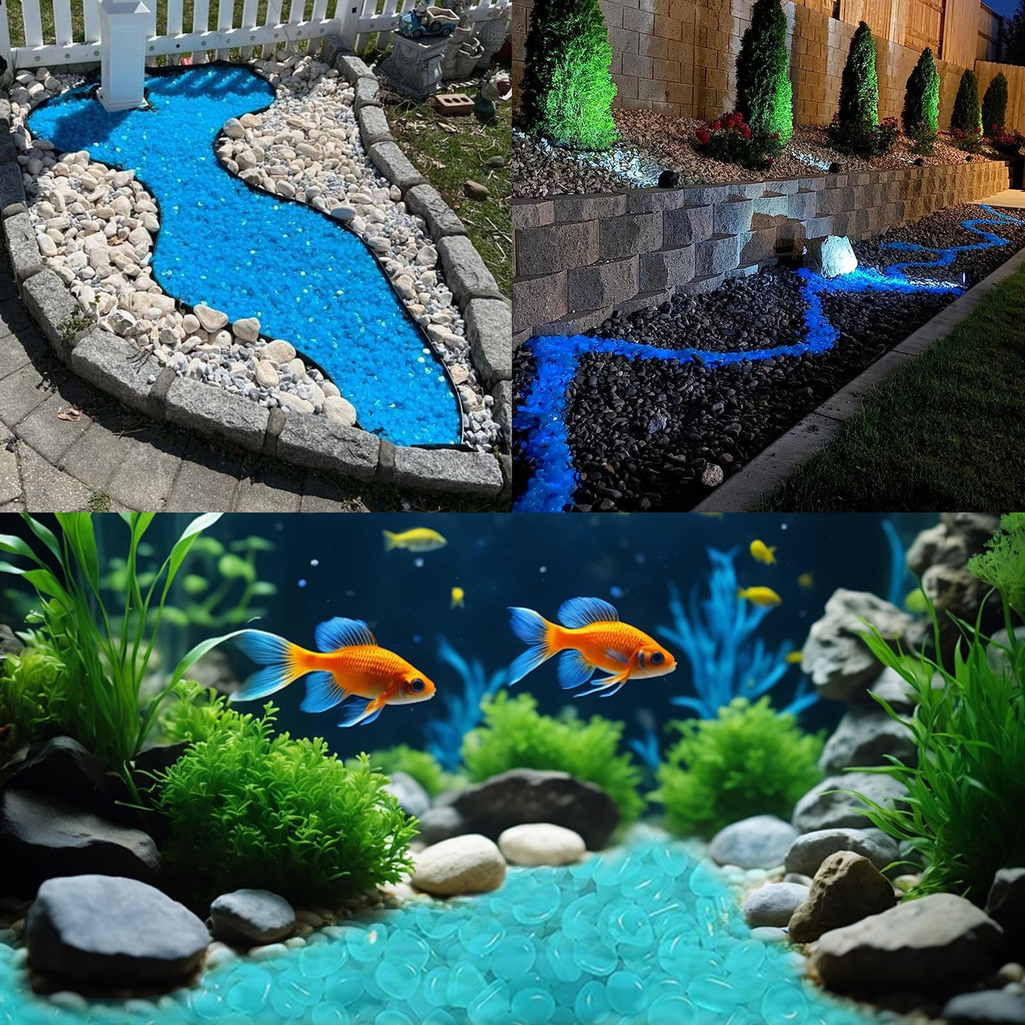 100pcs Glow in The Dark Pebbles Stones, DIY Decorative Luminous Stones, Blue Glowing Rocks for Garden Lawn Yard, Walkway, Pathway, Potted Plants, Fish Tank, Aquarium