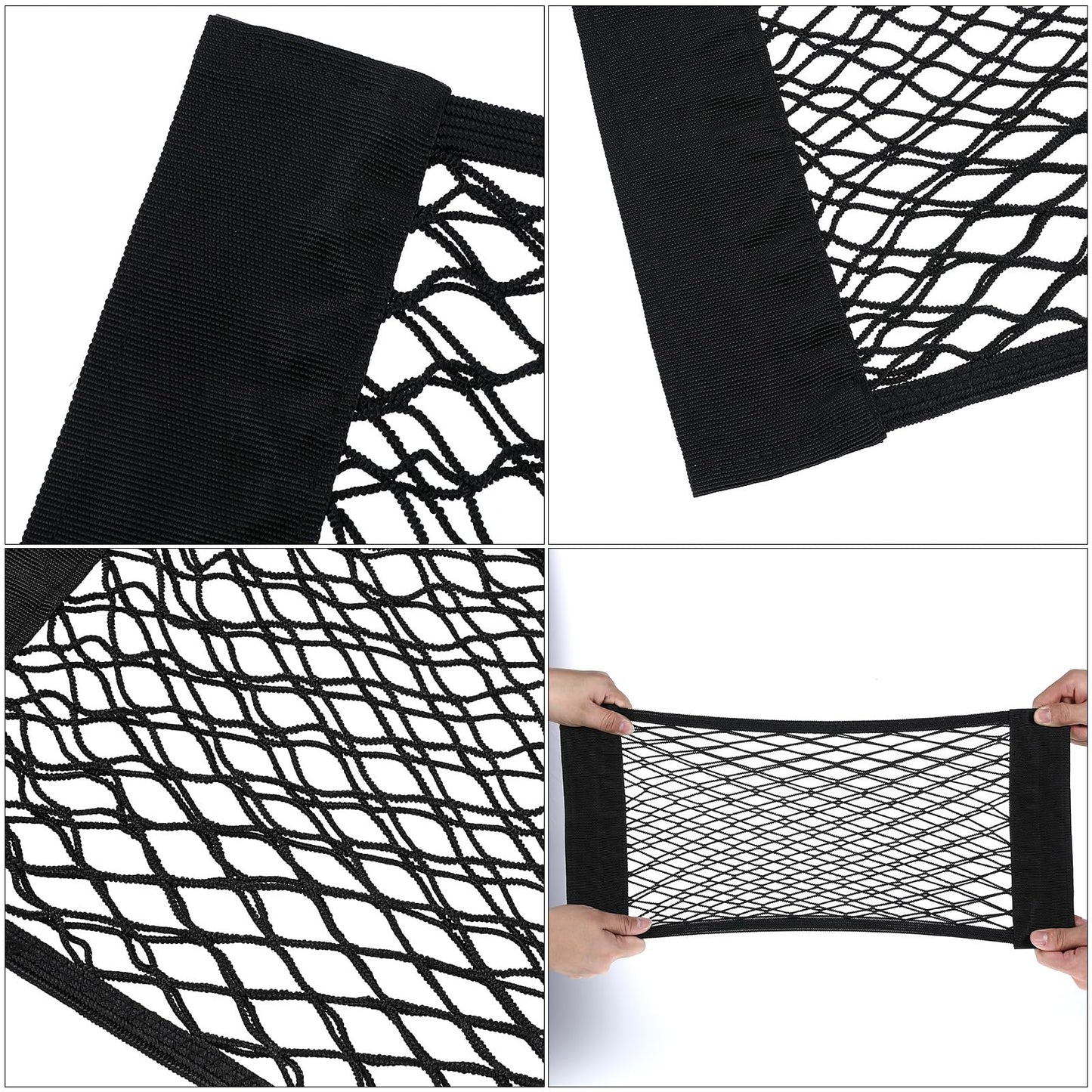 2 Pack Car Net Pocket Car Trunk Net Mesh Cargo Net For Car Trunk Storage Elastic Automotive Cargo Net Stretchable Car Exterior Accessories Adjustable Elastic Trunk Storage Net For Suvs Cars And Trucks