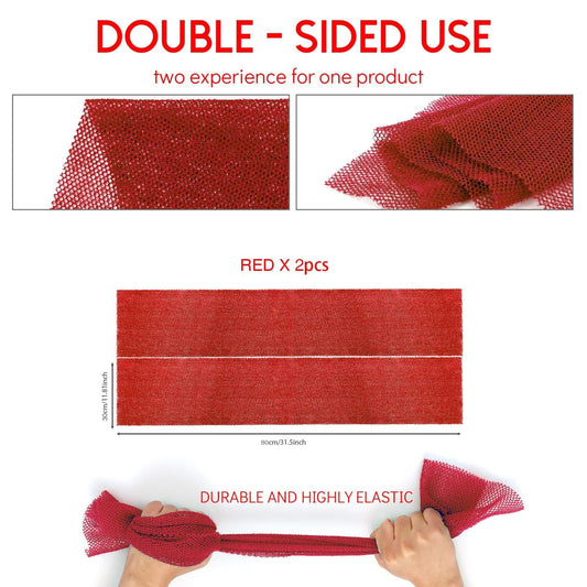 2 Pieces African Bath Sponge African Net Long Net Bath Sponge Exfoliating Shower Body Scrubber Back Scrubber Skin Smoother,Great for Daily Use (Red)