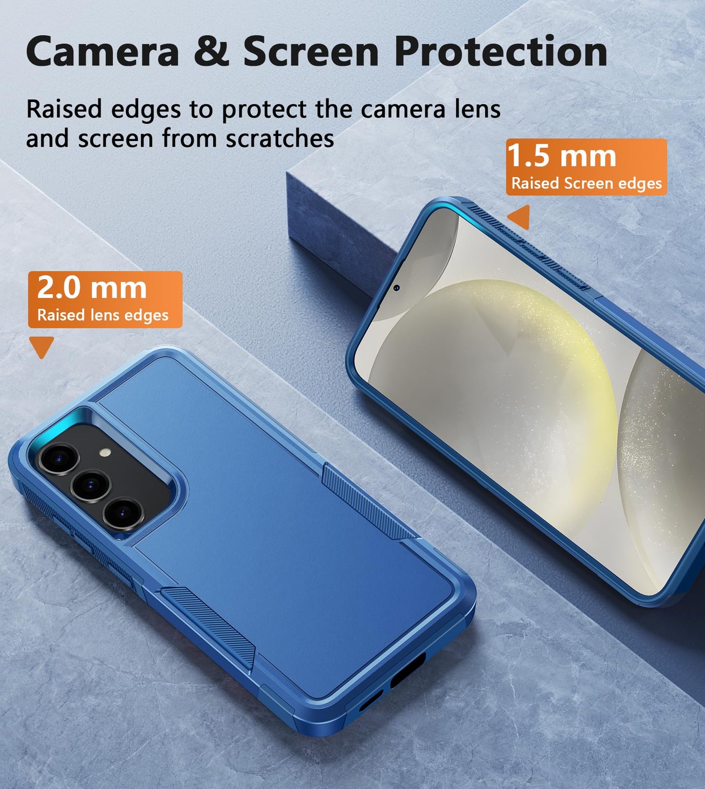 FNTCASE for Samsung Galaxy S24-Plus Case: Dual Layer Heavy Duty Cell Phone Protective Cover Shockproof Rugged with Non-Slip Textured - Military Drop Protection Bumper Tough - 2024, 6.7 inch (Blue)