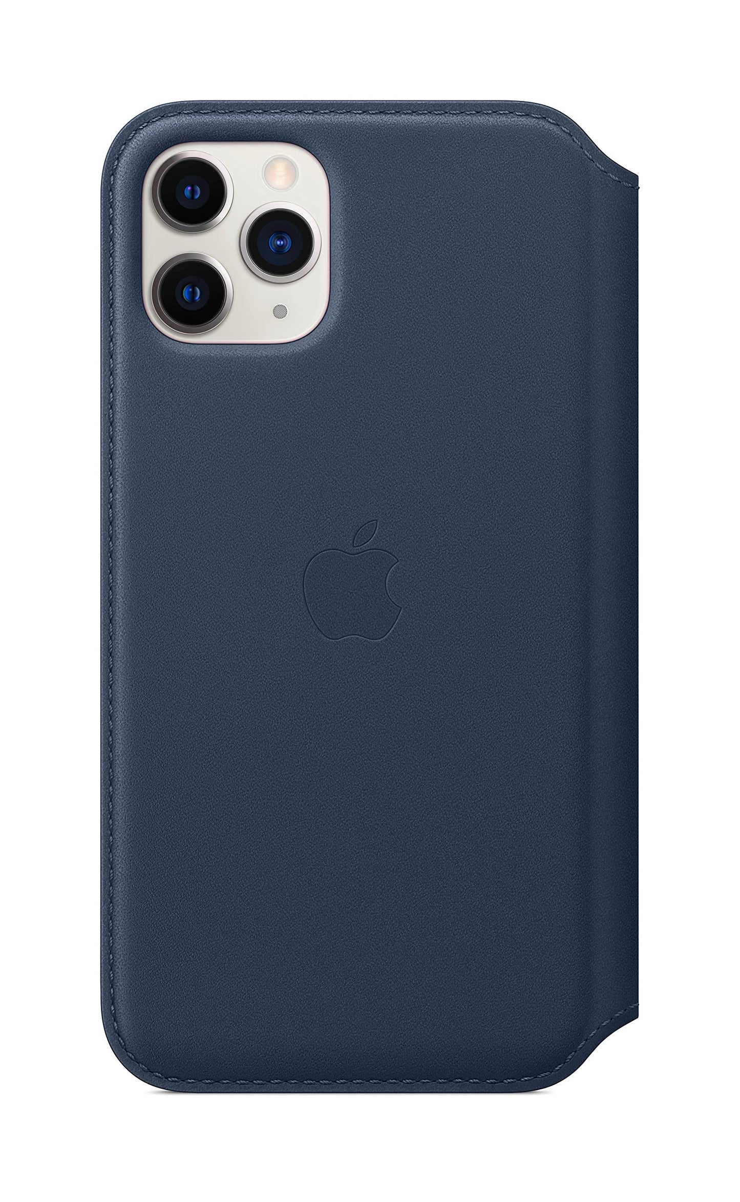 Funda tipo libro de cuero azul marino para iPhone 11 Pro de Apple: ajuste fino, compatible con carga inalámbrica