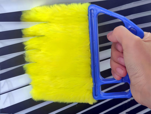 Mini nettoyeur de stores portatif bleu, brosse à rideaux, dépoussiéreur avec 7 manchons amovibles en microfibre, gadgets pour la maison, ventilation de voiture, volets de ventilateur (bleu, avec 7 lames)