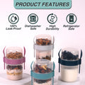 QUASLEQ 4-Pack Yogurt Parfait Cups - with Lids and Spoons - Reusable Yogurt Containers for On-the-Go - Portable Yogurt Cups with Topping Storage - Ideal for Oatmeal and Breakfast Prep (22 oz-650 Ml)