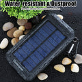 Solar Charger, 20000mAh Portable Outdoor Waterproof Solar Power Bank, Camping External Backup Battery Pack Dual 5V USB Ports Output, 2 Led Light Flashlight with Compass (Black)