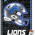 Affiche murale Trends International NFL Detroit Lions - Casque néon 23, 22,37" x 34,00", ensemble affiche et punaise