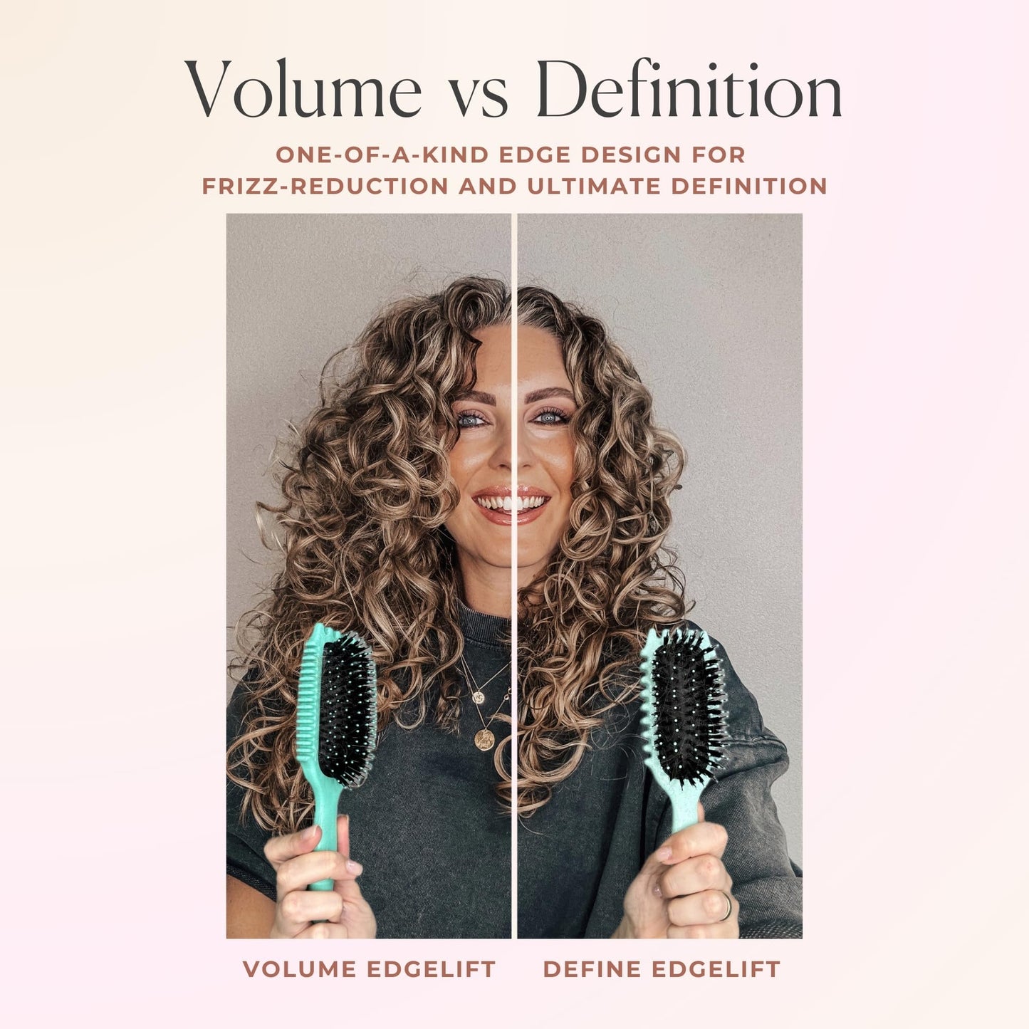 Bounce Curl Define EdgeLift Brush, 5-in-1 Tool for Effortlessly Defined Curls, Waves & Coils, Reduces Frizz - Tan