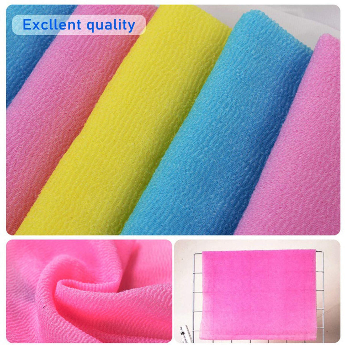 ARCH&M Exfoliating Washcloth Exfoliating Body Scrubber Back Scrubber for Shower Japanese Washcloth Bath Wash Cloth Korean Exfoliating Luffah Towel Beauty Washcloth Sponge Loofah Body Scrub 3 Pack