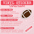 (3PCS) Football Sticker Football Decals Sport Stickers Waterproof Vinyl Decal for Book Laptop Tumbler Scrapbook Cup Water Bottle Phone, Football Gift for Football Player Football Fan, Size 3" x 2.7 "