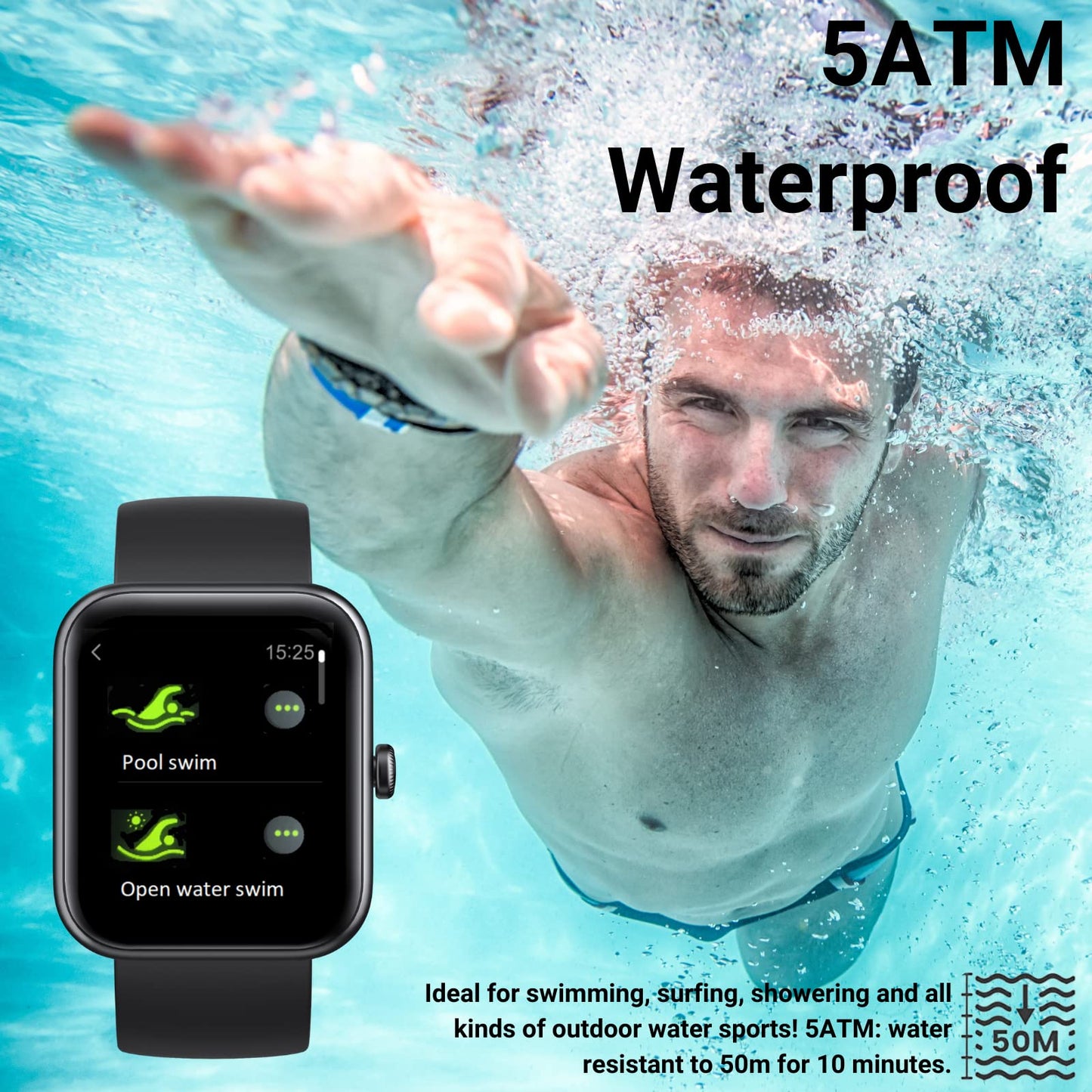 Smart Watches for Men Women,Built-in Alexa, Fitness Watch with Blood Oxygen/Heart Rate/Sleep Monitor, 100 Sport Modes, IP68 Waterproof Smart Watch for Android iOS Phones