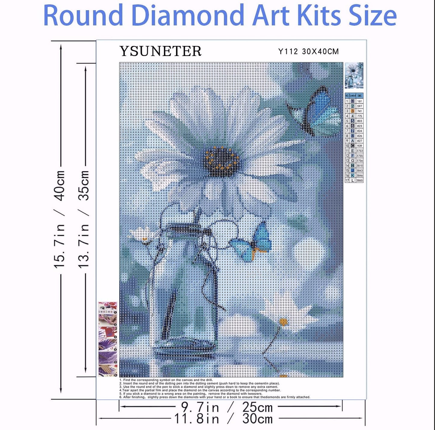 YSUNETER Daisy Diamond Art Kits for Adults, Round Full Drill Diamond Painting Kits for Beginners Gem Art Painting Kits, DIY 5D Diamond Dots Painting with Diamond Arts and Crafts Decor