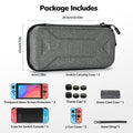 Younik Switch Case for Switch 2017, Portable Switch Carrying Case, 14 in 1 Accessories Kit with Switch Case, Cover, Screeen Protector, Thumb Grip Cap, Game Card Case and Strap (Gray, Y Pattern)