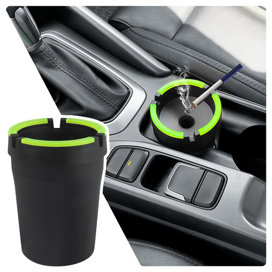 Cendrier phosphorescent, cendrier portable pour porte-gobelet, anti-odeurs, cendrier multifonctionnel avec couvercle anti-odeurs pour voiture, camion, SUV, garde les accessoires intérieurs de voiture bien rangés (noir)