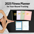 2025 Fitness Workout Journal Planner for Men & Women, from JAN 2025 - DEC 2025 Exercise Planner, 6.4" x 8.3" Fitness Tracker Journal Essentials for Goals, Tracking, Gifts with PVC Plastic Cover, Pink