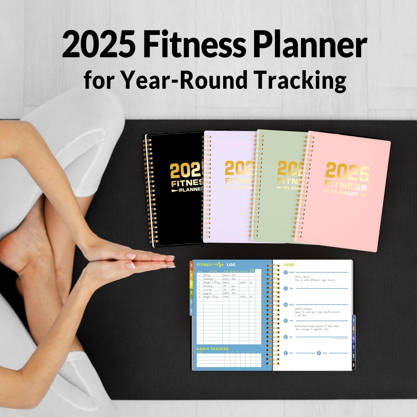 2025 Fitness Workout Journal Planner for Men & Women, from JAN 2025 - DEC 2025 Exercise Planner, 6.4" x 8.3" Fitness Tracker Journal Essentials for Goals, Tracking, Gifts with PVC Plastic Cover, Pink