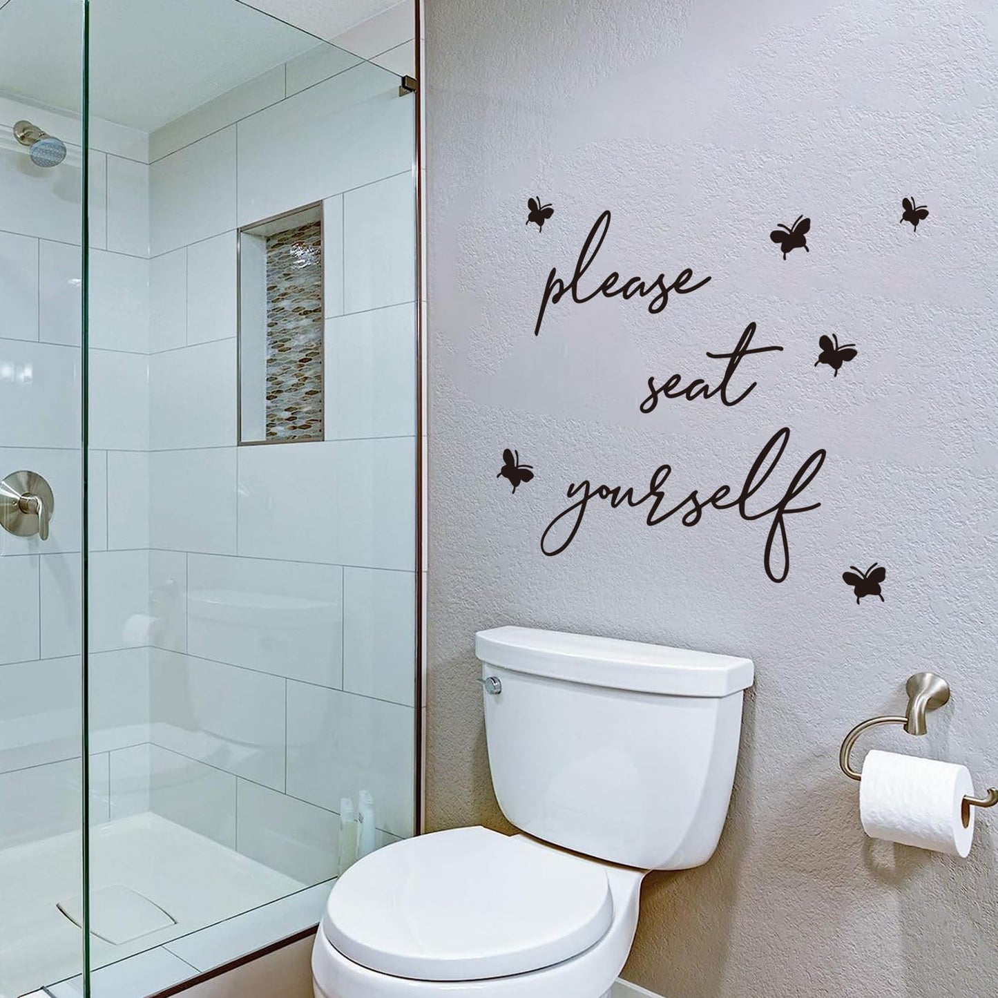 Funny Bathroom Decor Wall Stickers, Please Seat Yourself Bathroom Sign Decor Wall Decals, Seat in The House Bathroom Sign Vinyl Saying Wall Art Decor for Kids Bathrooms Home Decoration