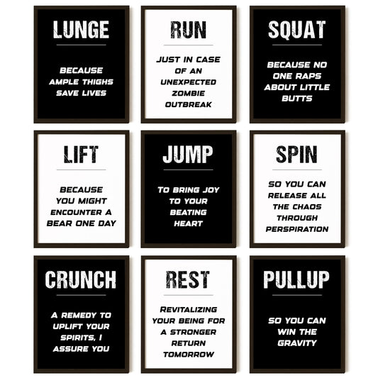 97 Decor Workout Posters for Home Gym Decor - Gym Posters Motivational Quotes Wall Art Prints, Black White Fitness Exercise Pictures for Men Bedroom Office Decorations (8x10 UNFRAMED)