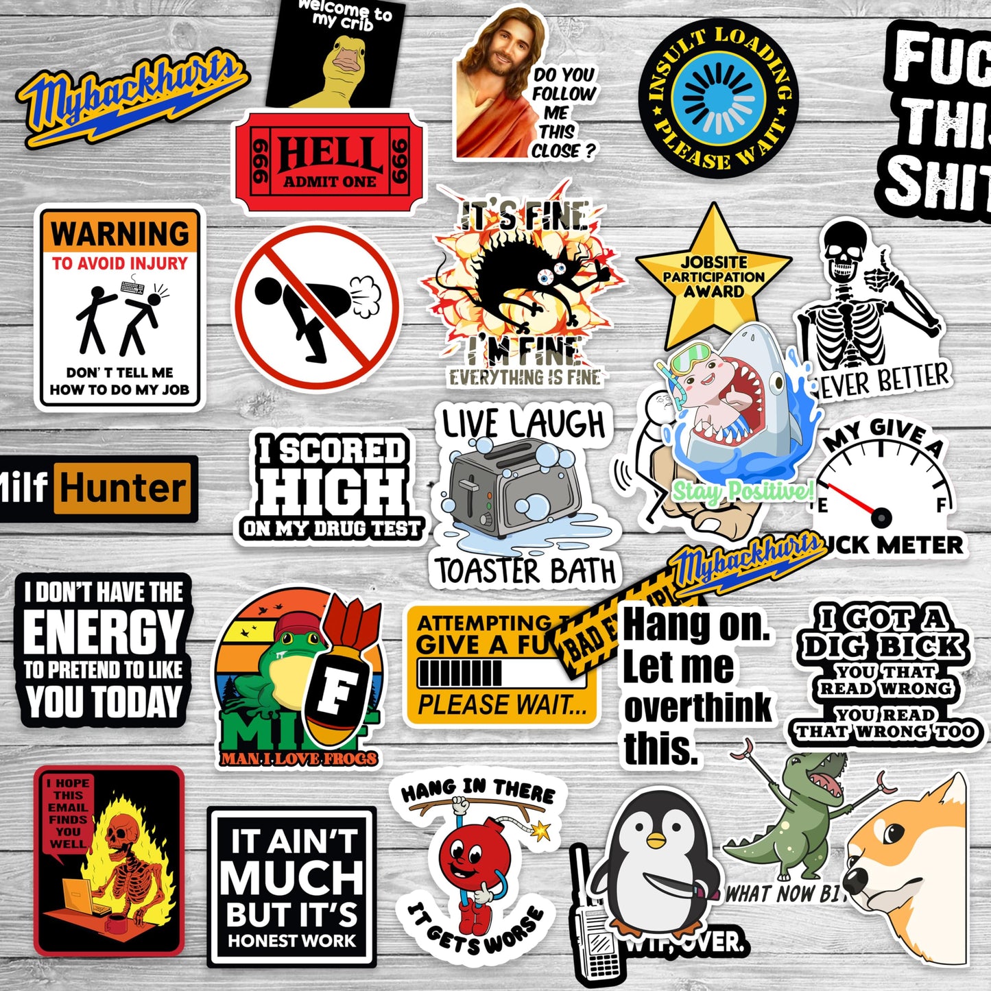 120pcs Funny Stickers for Adults, Prank Meme (Dirty) Hilarious Sticker Pack for Laptop, Hard Hat, Work, Water Bottles, Computers, Vinyl Waterproof Decals (120)