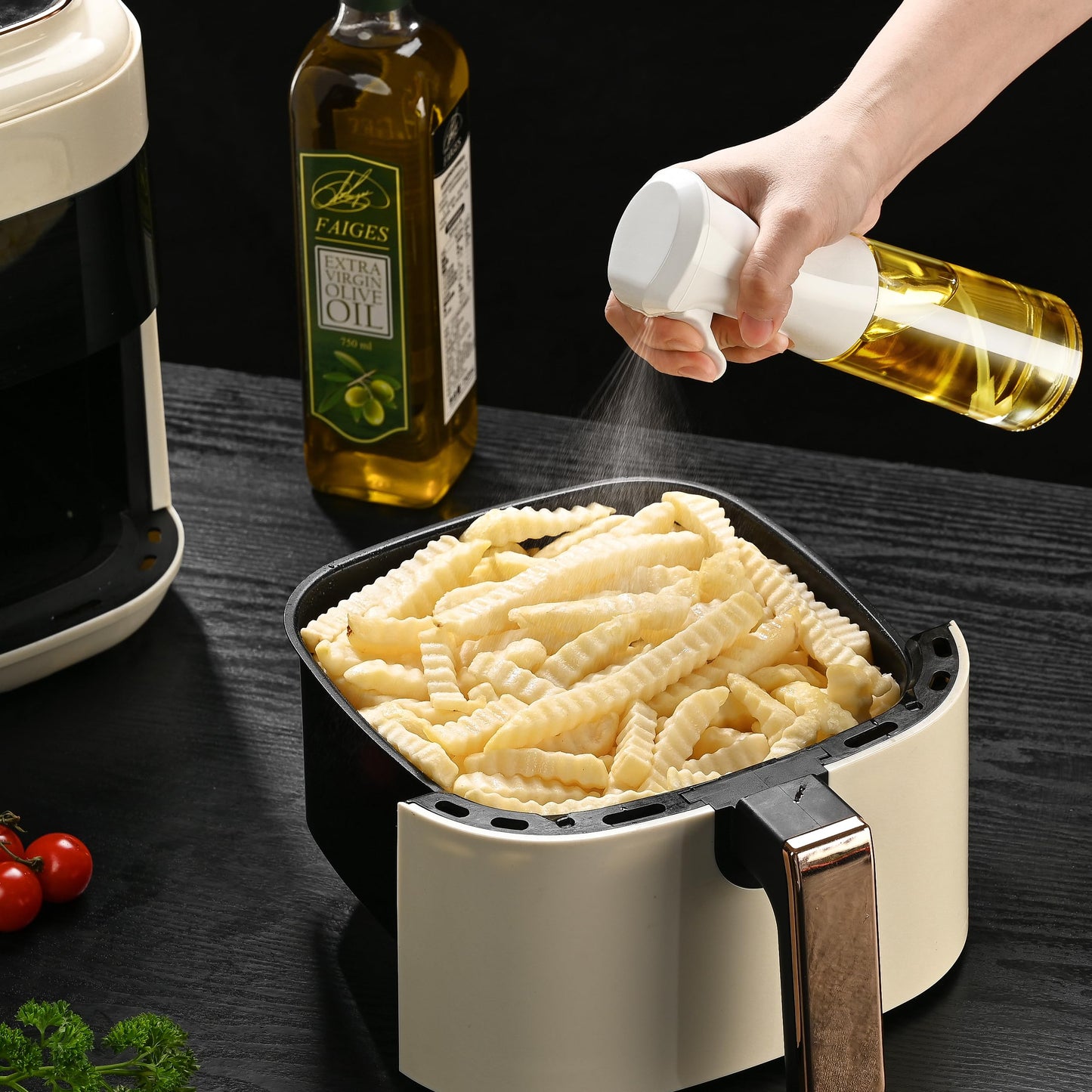 Oil Sprayer for Cooking- 200ml Glass Olive Oil Sprayer Mister, Olive Oil Spray Bottle, Kitchen Gadgets Accessories for Air Fryer, Canola Oil Spritzer, Widely Used for Salad Making, Baking, Frying,BBQ4