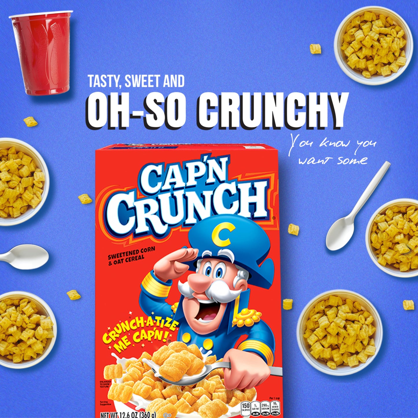 Céréales Cap'n Crunch, cannelle, original et baies croquantes, pack varié (paquet de 4)