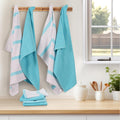 Casa Platino 8PC Absorbent Kitchen Towels, 16"x26", Farmhouse Kitchen Towels, Cotton Dish Towels for Kitchen Drying, Hanging Kitchen Towels, Dish Towels for Kitchen Decorative, Dish Towel Set - Aqua