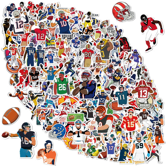 JULBEAR Football Stickers, 200PCS Water Bottle Stickers Non-Repeating Vinyl Holiday Party Stickers for Cards Scrapbooking Crafts Decorations Party Favors Gifts for Kids Teens Adults