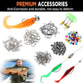 PLUSINNO - Kit de accesorios de pesca de 201 piezas, caja de aparejos de pesca con aparejos incluidos, anzuelos de pesca, pesas de pesca, perdigones redondos, equipo de pesca para lubina, trucha y bagre