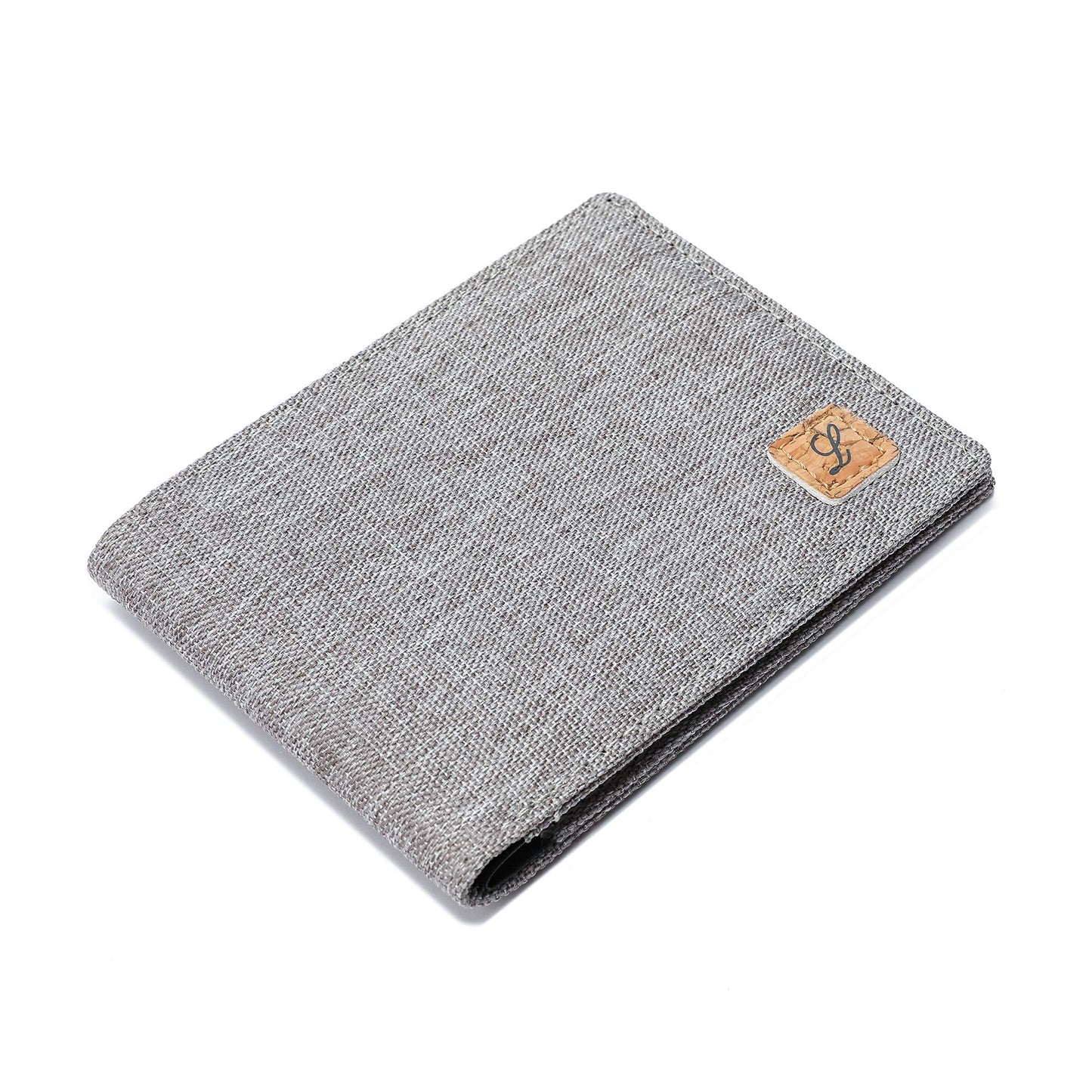 Mens Fabric Wallets Bifold RFID Blocking Minimalist Boys Thin Small Pocket Wallet Slim (light grey)