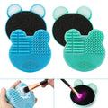 TailaiMei 2 Pack Makeup Brush Cleaning Mat with Color Removal Sponge, 2 in 1 Design Silicone Cleaner Pad for Dry Brush Color Switch and Wet Cleaning (Blue&Green)