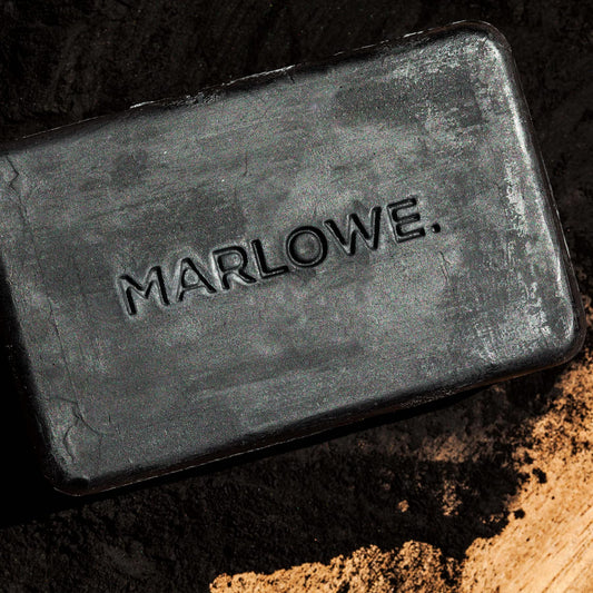 MARLOWE. No. 106 Charcoal Soap 7 oz, Body Bar Soap for Men, Cleansing, Purifying & Hydrating with Natural Extracts, Shea Butter, Olive Oil & Green Tea Extracts, Fresh Woodsy Scent