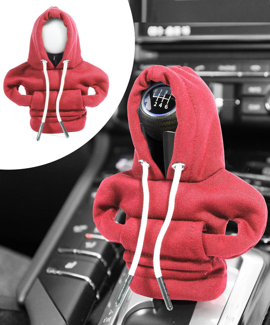 Gear Shift Hoodie,Car Decor Car Gear Shift Cover,Gear Shift Knob Cover Gear Shift Hoodie Cover, Car Shift Knob Hoodie,Fashionable Hoodie Shift Knob Protector Car Accessories for Women (Red)