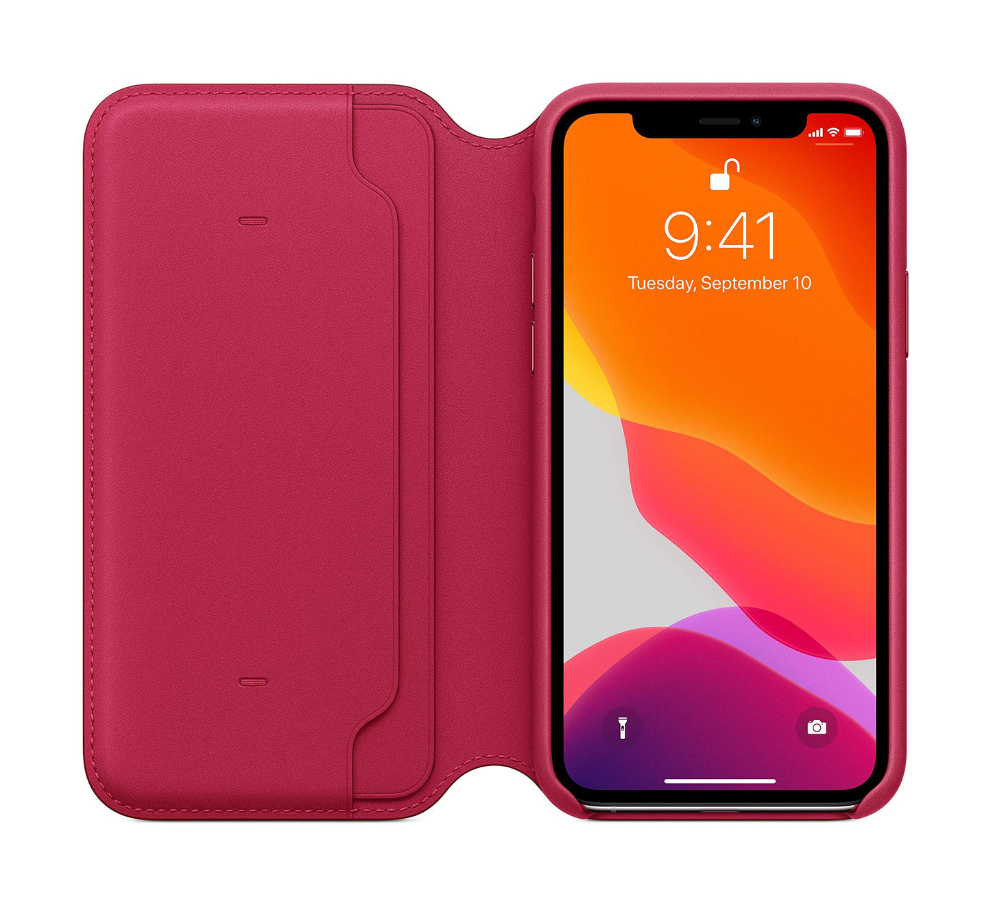 Funda de piel tipo libro para iPhone 11 Pro de Apple, color frambuesa