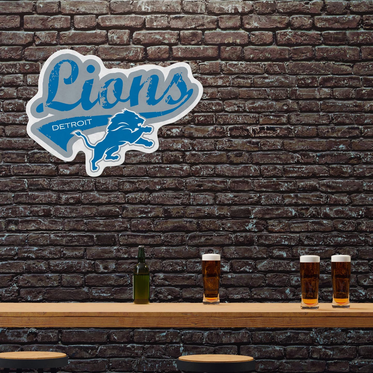 Banderín de corte en forma desgastada de los Detroit Lions de la NFL de Rico Industries: decoración para el hogar y la sala de estar, fieltro suave, fácil de colgar, 18 x 0,10 x 18