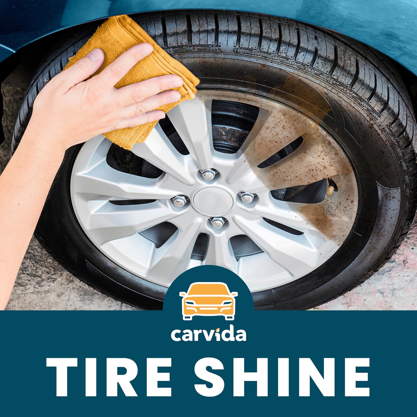 Carvida Tire Shine, Plant-based and Hydrating Cleaner for Tires, Wheels, and Automotive Surfaces, 16oz