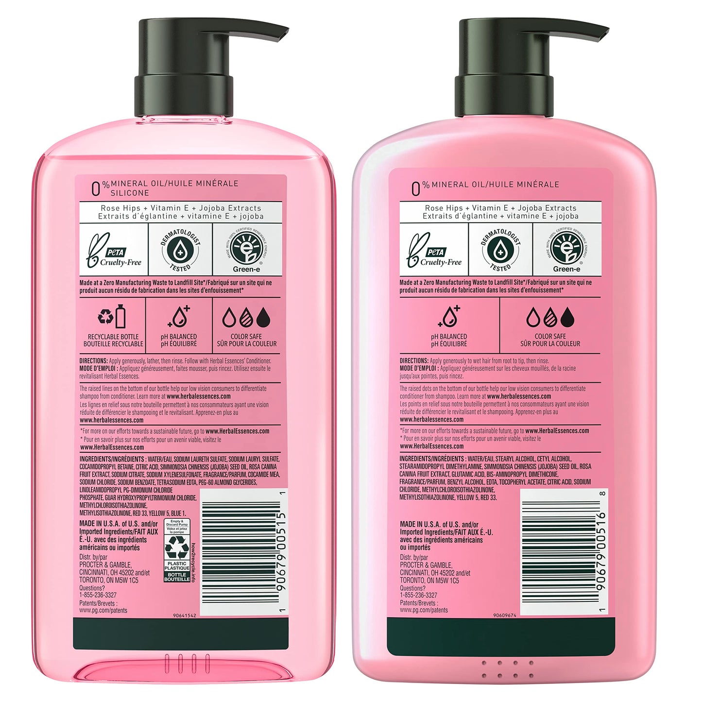 Herbal Essences Shampoo & Conditioner Set, Smooth Collection, Paraben-Free, Color-Safe, with Rose Hips & Vitamin E, 29.2 Fl Oz Each, 2-Pack