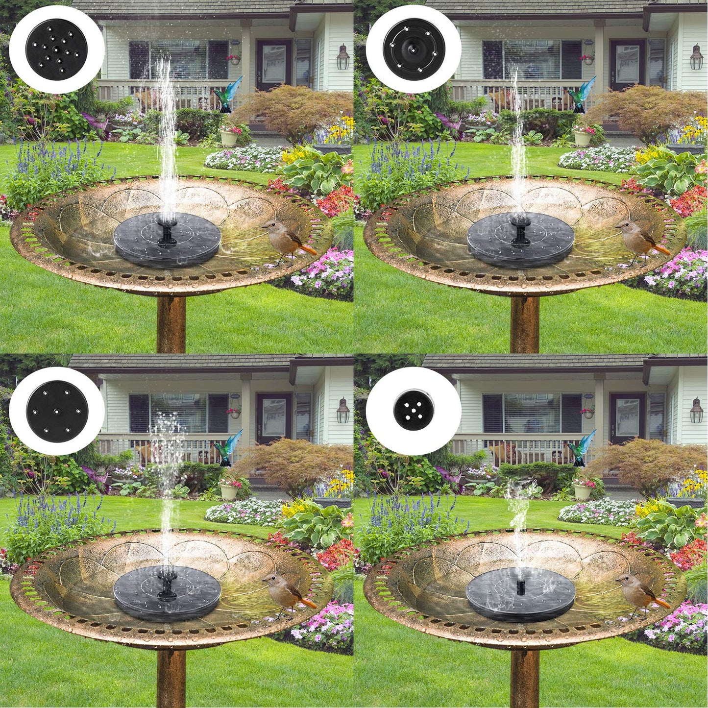 Pompe de fontaine solaire pour bain d'oiseaux Mademax 1 W, fontaine solaire avec 6 buses, pompe de fontaine à eau flottante autonome à énergie solaire pour bain d'oiseaux, jardin, étang, piscine, extérieur