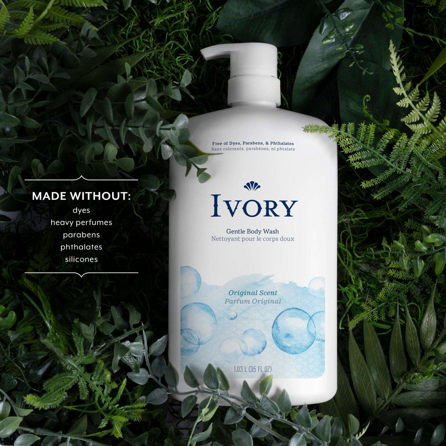 Ivory Body Wash Gentle, Free of dyes, parabens, and phthalates, Original Scent, 35 oz