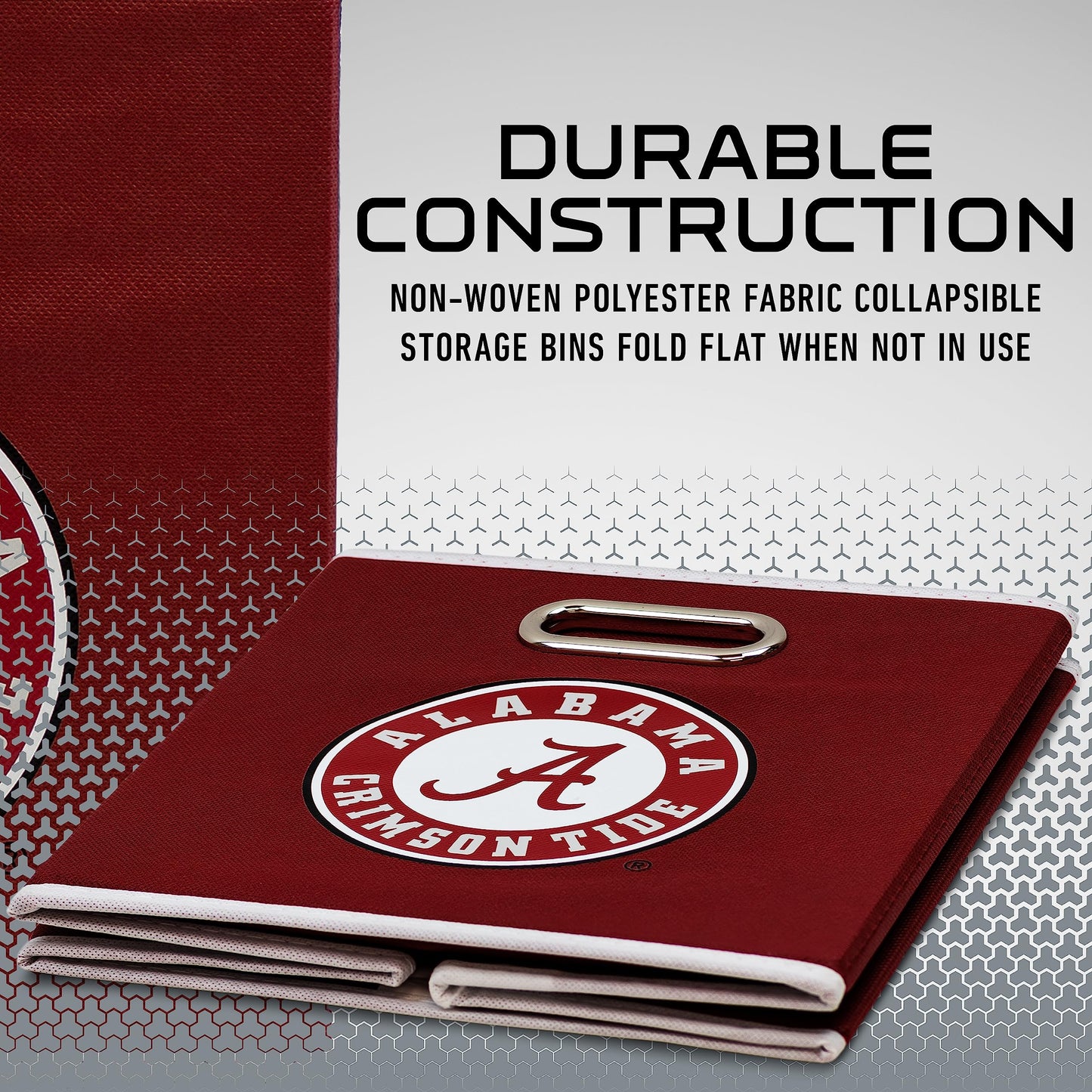 Contenedor de almacenamiento plegable Franklin Sports NCAA Alabama Crimson Tide - Organizadores de estantes de contenedores de almacenamiento hechos a medida - 10,5" x 10,5"