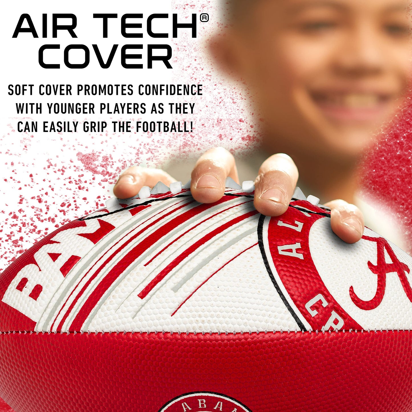 Balón de fútbol Franklin Sports Alabama Crimson Tide - Minibalón de fútbol para jóvenes - Balón de fútbol de 8,5" - Textura de fácil agarre SPACELACE - ¡Perfecto para niños!