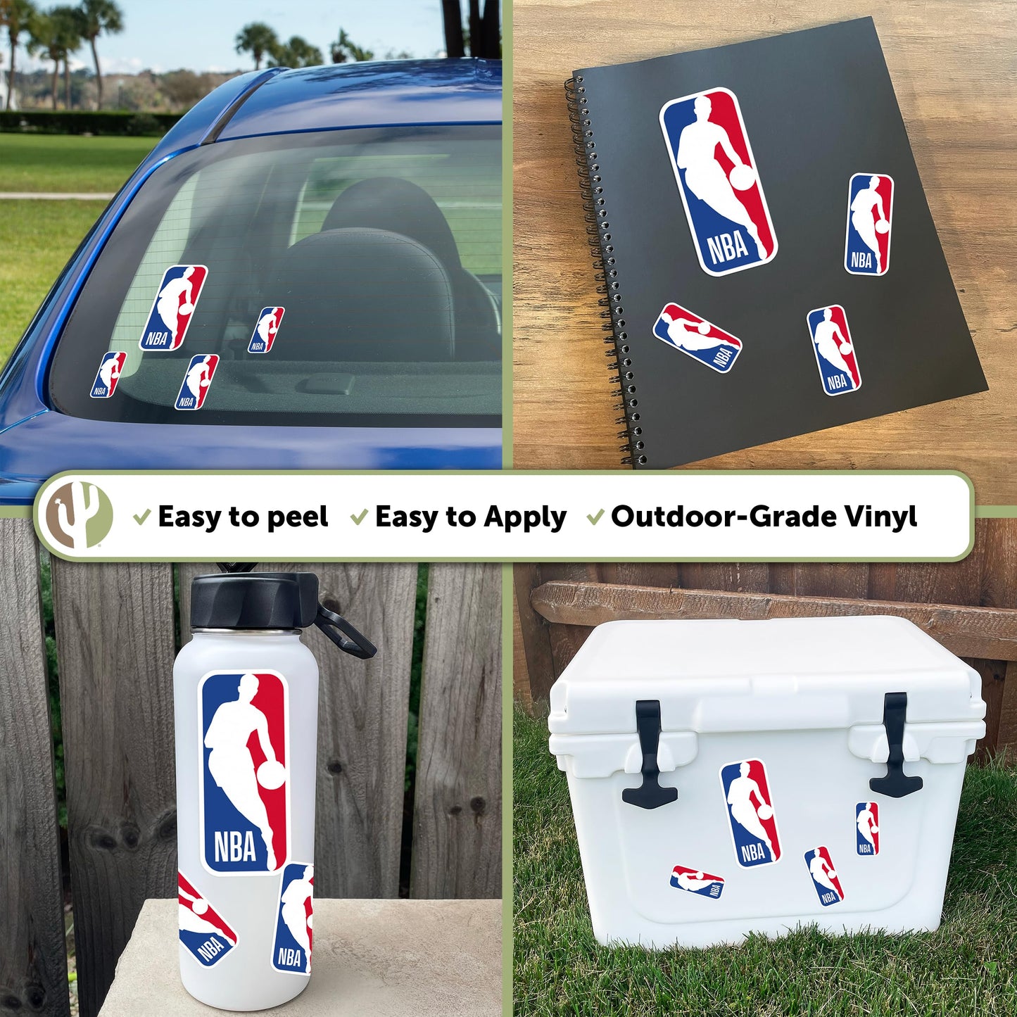 Autocollant du logo principal de la NBA Desert Cactus, autocollant en vinyle sous licence officielle, feuille de scrapbooking officielle pour ordinateur portable, bouteille d'eau, voiture (type 3-1)