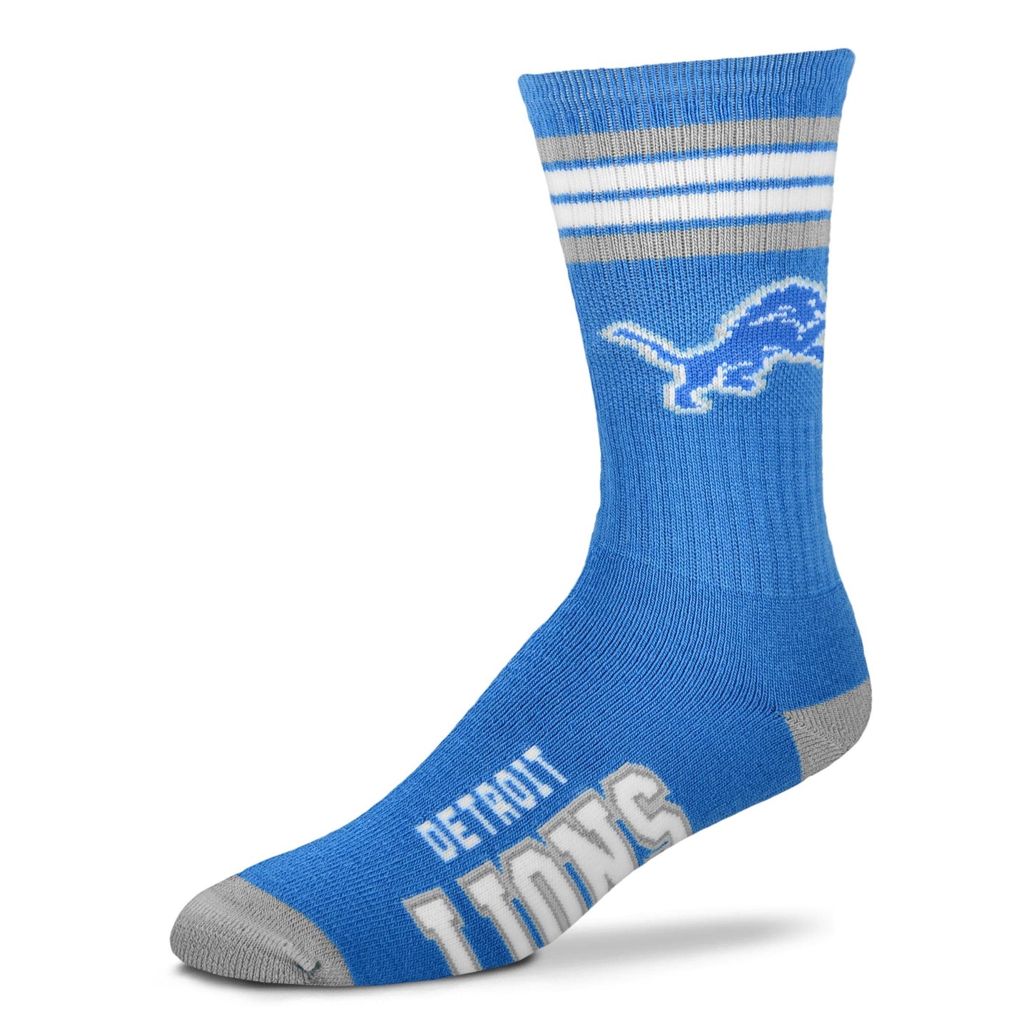 Calcetines de fútbol americano con 4 rayas y diseño de Deuce para jóvenes de la NFL Bare Feet, Detroit Lions, talla única