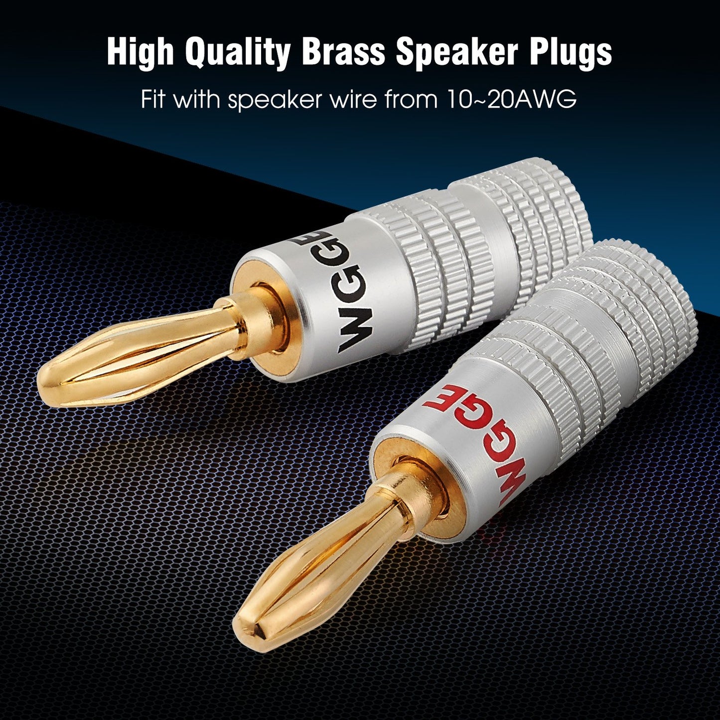 WGGE WG-009 Banana Plugs Audio Jack Connector 6 Pairs / 12 pcs, 24k Gold Dual Screw Lock Speaker Connector for Speaker Wire, Wall Plate, Home Theater, Audio/Video Receiver and Sound Systems…