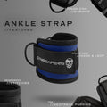 Gymreapers Ankle Strap (Single) For Cable Machine Kickbacks, Glute Workouts, Lower Body Exercises - Adjustable Leg Strap with Neoprene Padding (Cobalt, Single)