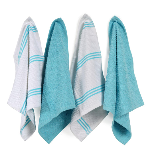 Casa Platino 8PC Absorbent Kitchen Towels, 16"x26", Farmhouse Kitchen Towels, Cotton Dish Towels for Kitchen Drying, Hanging Kitchen Towels, Dish Towels for Kitchen Decorative, Dish Towel Set - Aqua