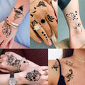 FANRUI Lot de 52 tatouages ​​temporaires noirs créatifs en forme de petite couronne, triangle infini, pour hommes et femmes, étoiles réalistes, lettres, tatouages ​​pour enfants, tatouages ​​temporaires, imperméables, pour bras, main, visage, doigts, cou