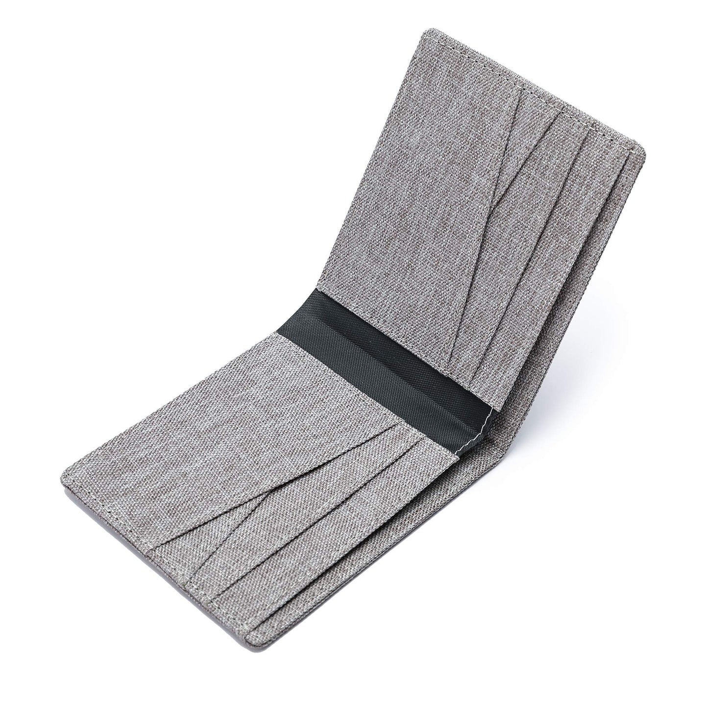 Mens Fabric Wallets Bifold RFID Blocking Minimalist Boys Thin Small Pocket Wallet Slim (light grey)