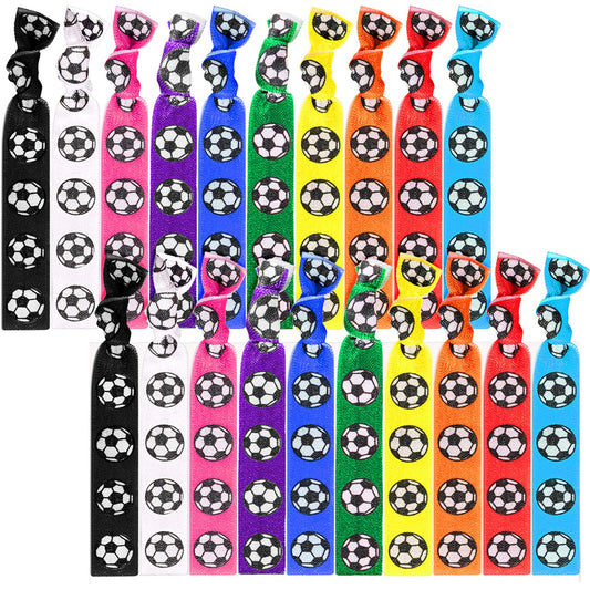 20 Pieces Soccer Hair Ties Football Hair Bands Accessories No Crease Ribbon Soccer Ponytail Holders