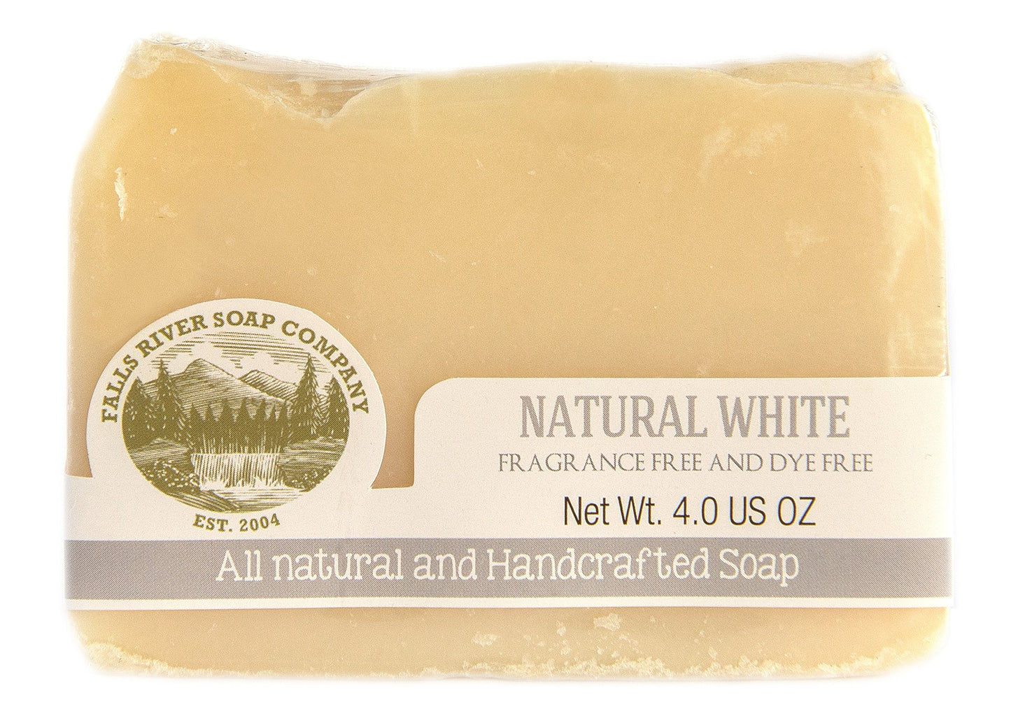 Natural White Soap Bar (4Oz)- Hypoallergenic, Fragrance Free and Dye Free - Handmade Soap Bar- Organic and All-Natural – by Falls River Soap Company