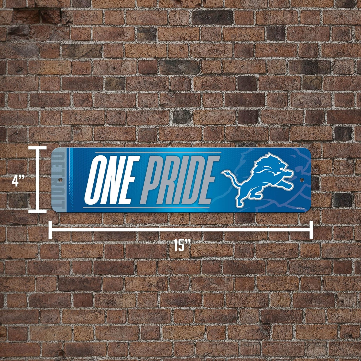 Letrero de calle de metal de los Detroit Lions de fútbol americano de la NFL de Rico Industries, 4" x 15", decoración para el hogar, el dormitorio, la oficina y la cueva del hombre